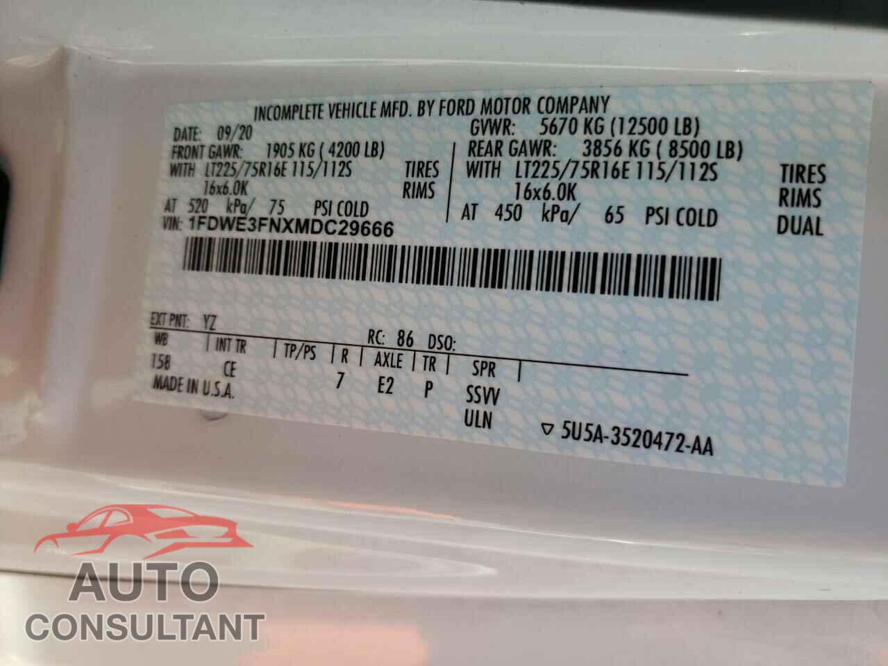 FORD ECONOLINE 2021 - 1FDWE3FNXMDC29666