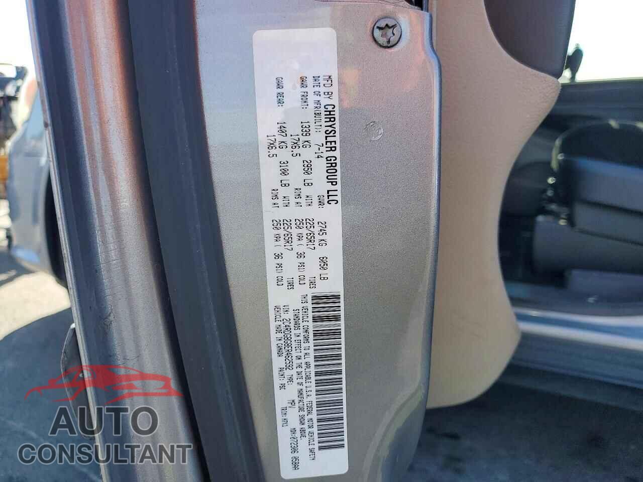DODGE CARAVAN 2014 - 2C4RDGBG8ER462592