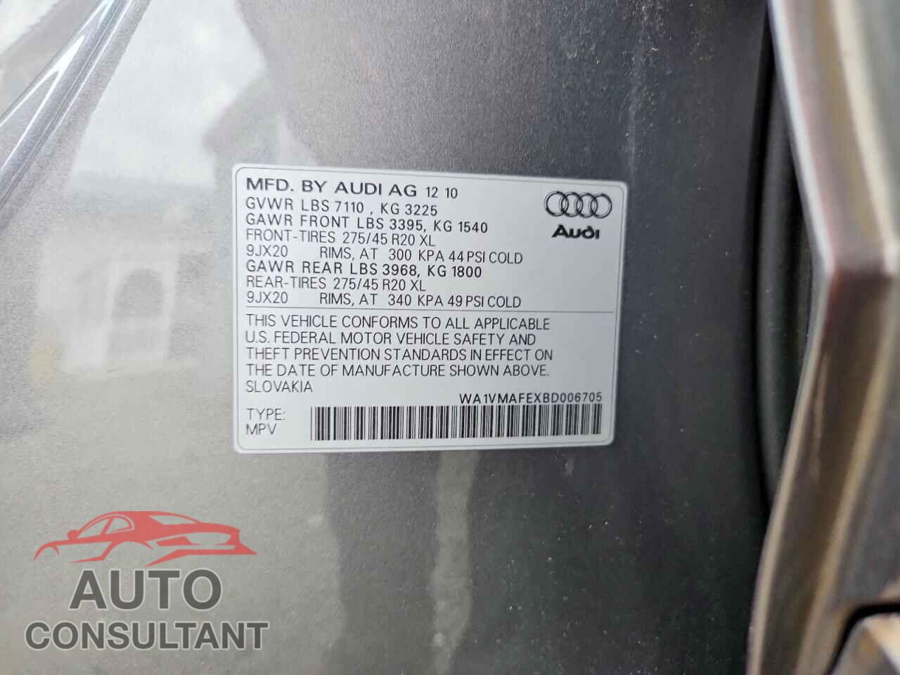 AUDI Q7 2011 - WA1VMAFEXBD006705