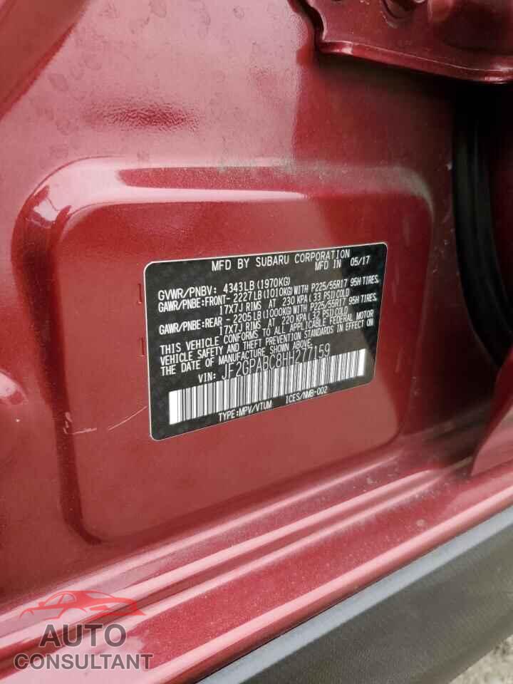 SUBARU CROSSTREK 2017 - JF2GPABC8HH277159