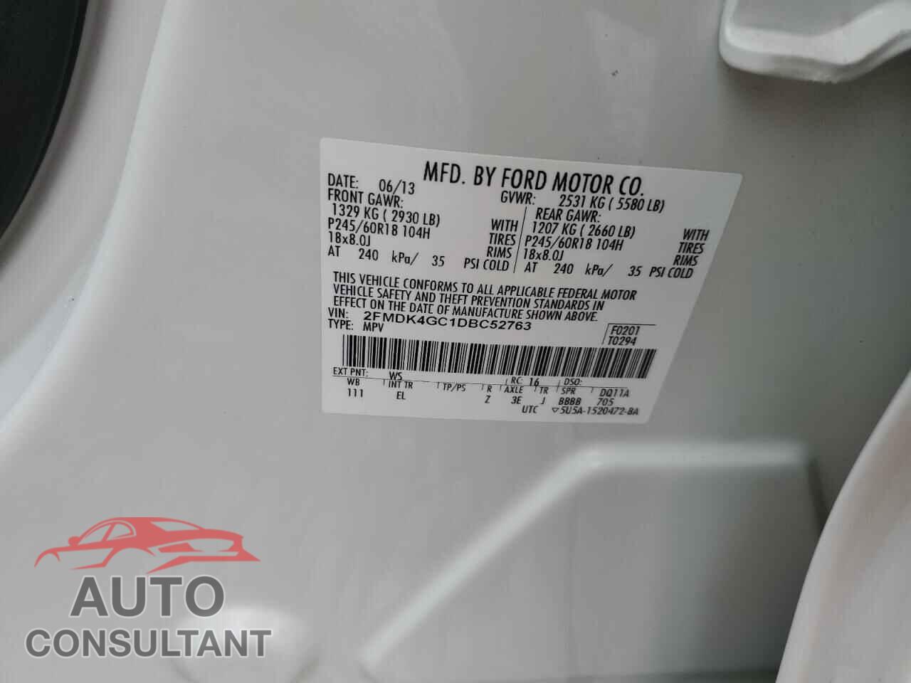 FORD EDGE 2013 - 2FMDK4GC1DBC52763