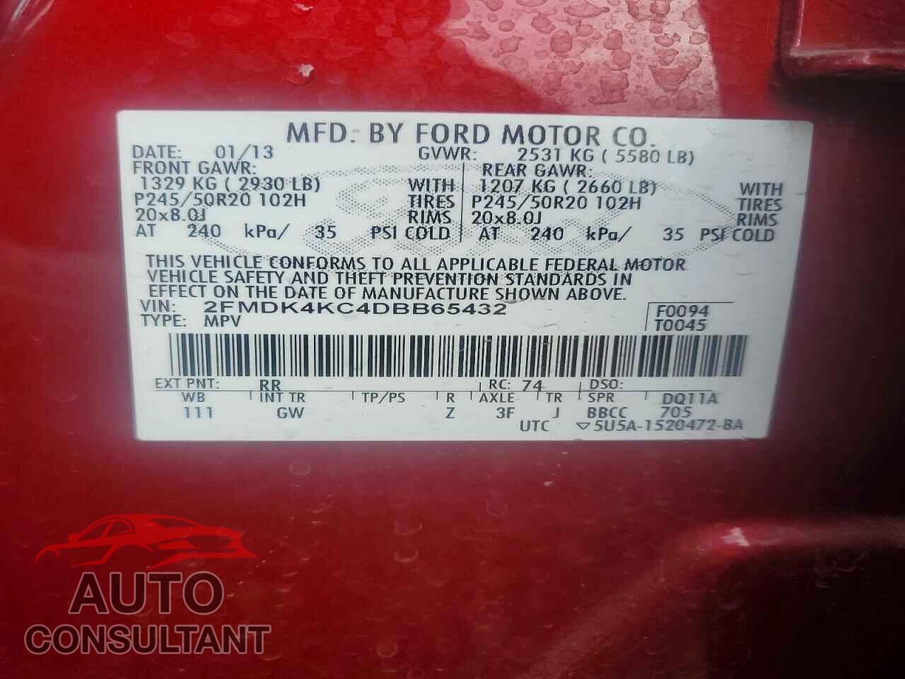 FORD EDGE 2013 - 2FMDK4KC4DBB65432