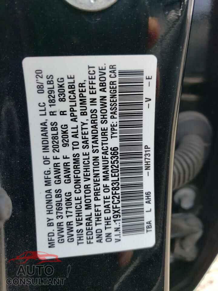 HONDA CIVIC 2020 - 19XFC2F83LE025366