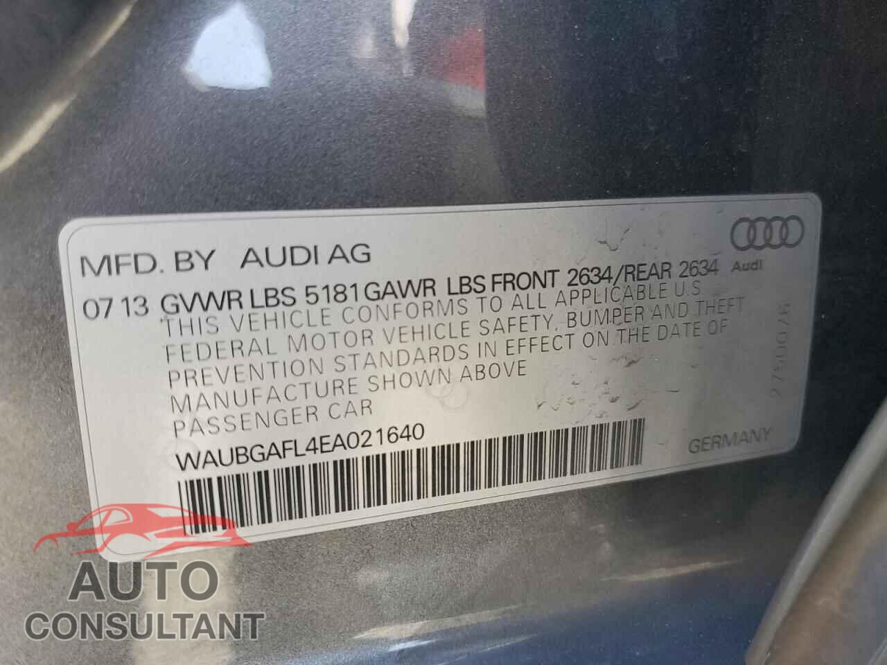 AUDI S4/RS4 2014 - WAUBGAFL4EA021640