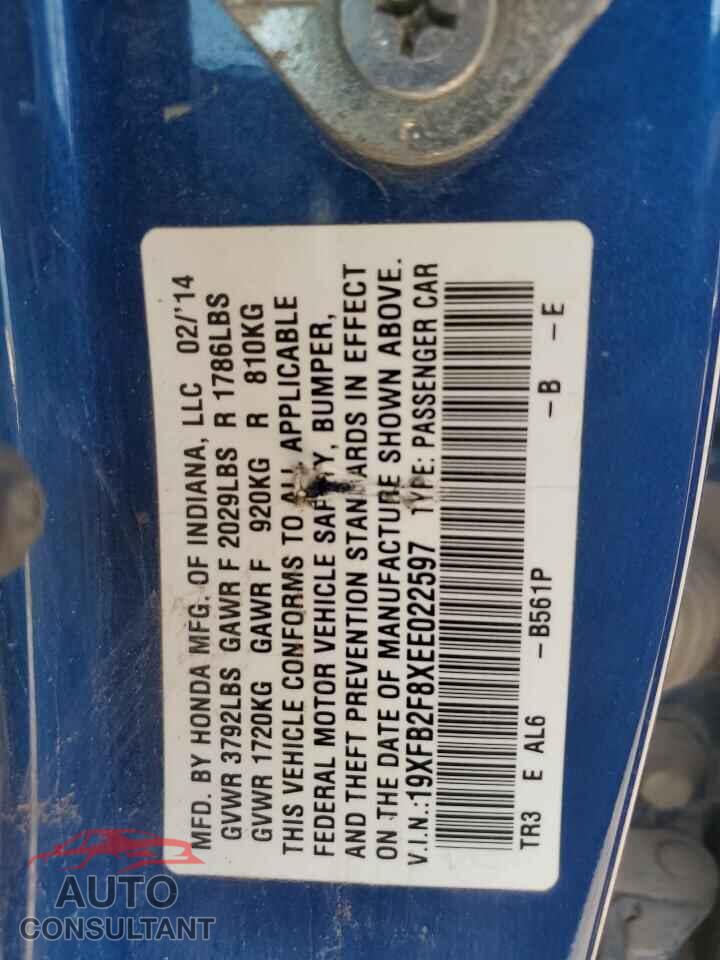 HONDA CIVIC 2014 - 19XFB2F8XEE022597