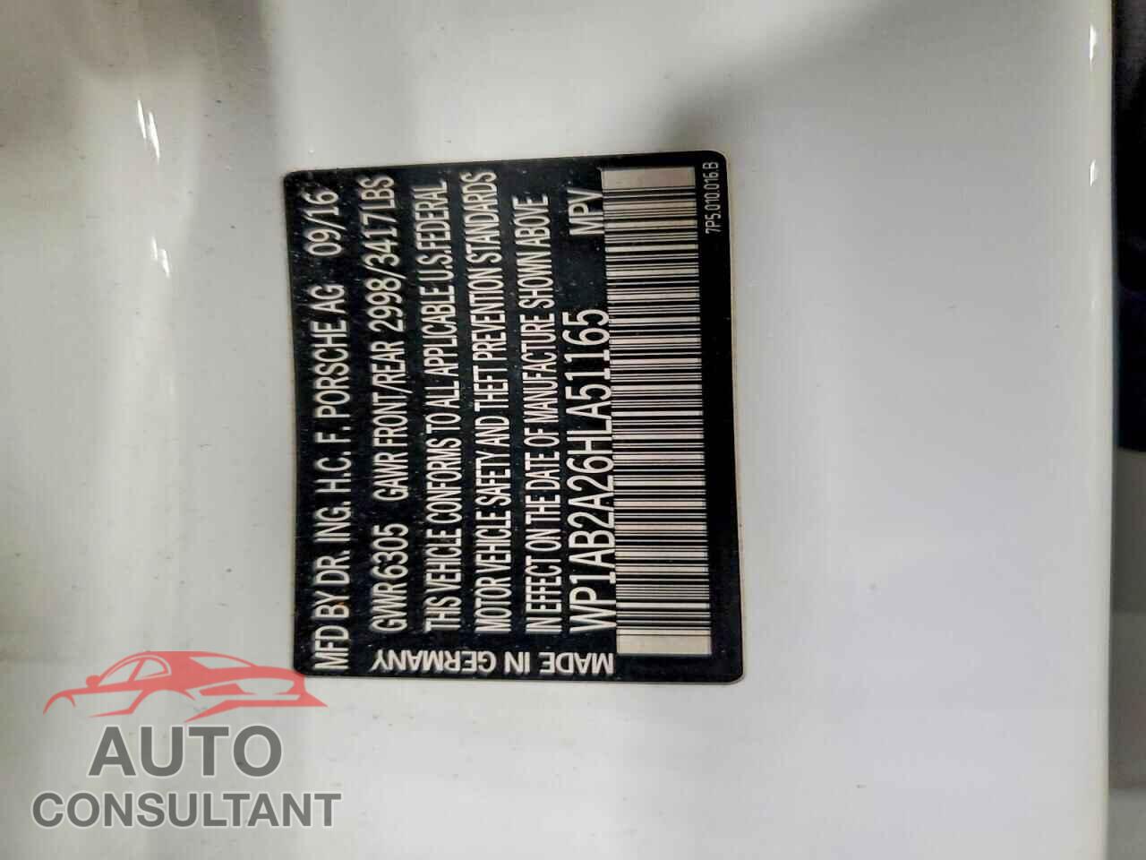 PORSCHE CAYENNE 2017 - WP1AB2A26HLA51165