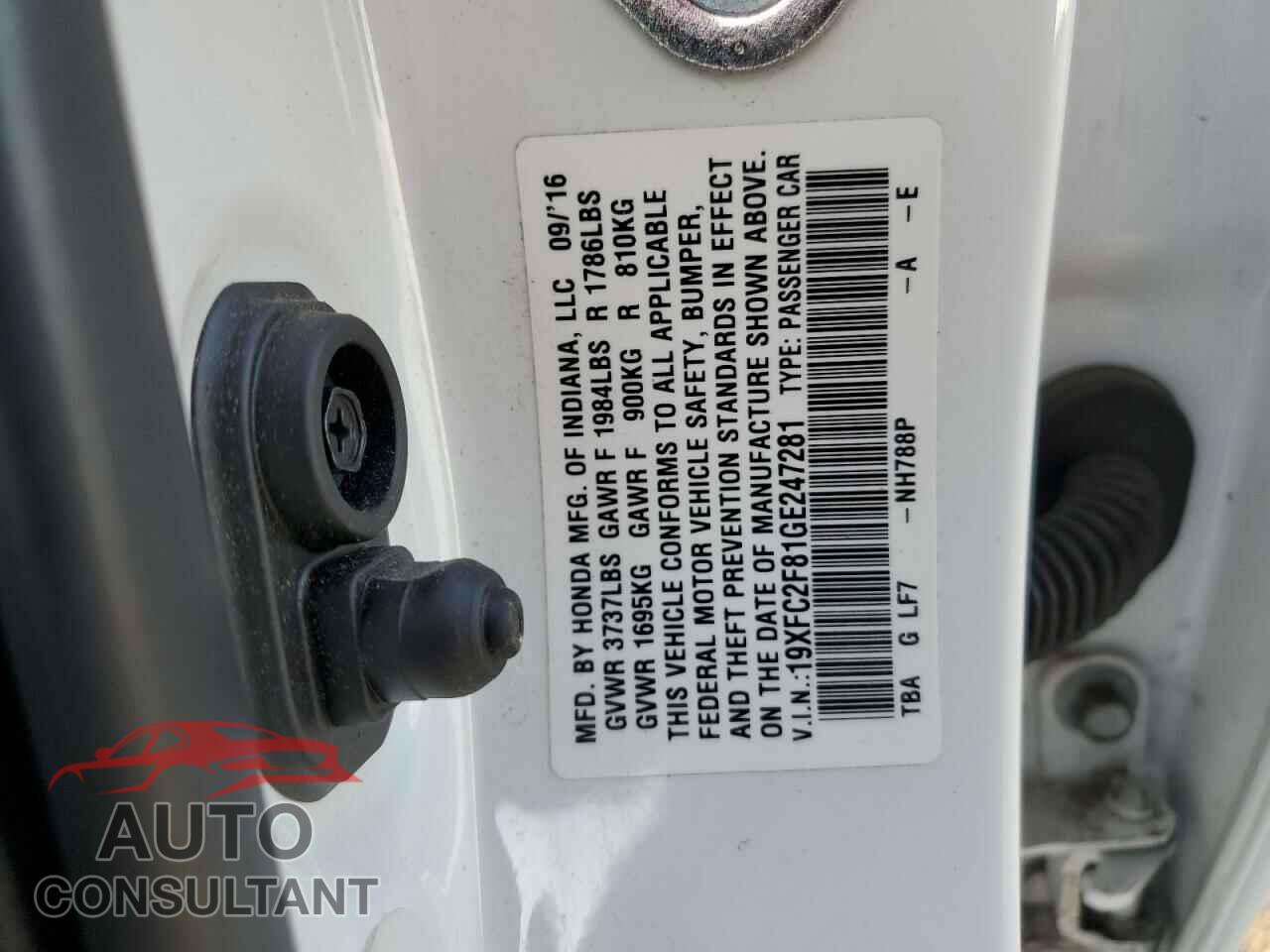 HONDA CIVIC 2016 - 19XFC2F81GE247281