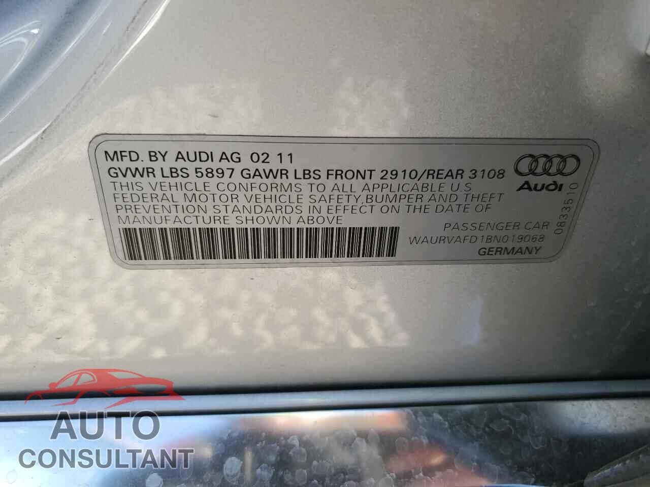 AUDI A8 2011 - WAURVAFD1BN019068