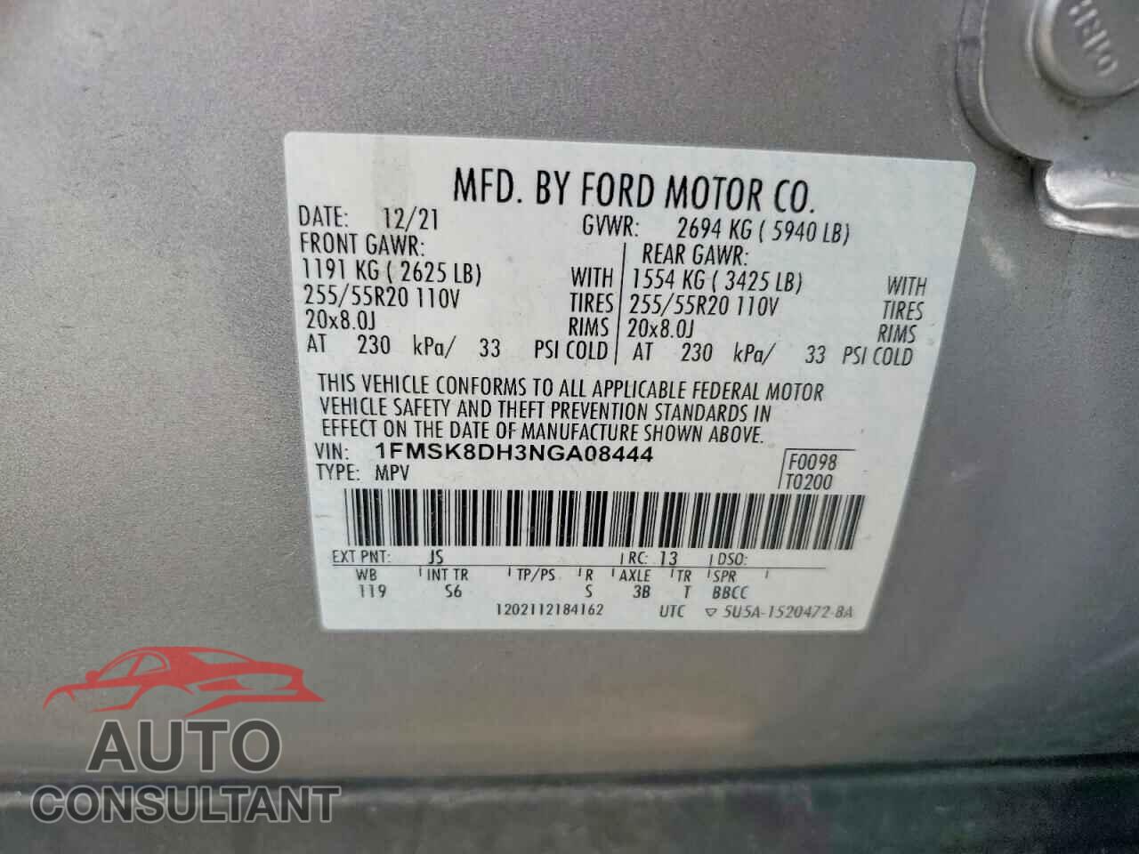 FORD EXPLORER 2022 - 1FMSK8DH3NGA08444