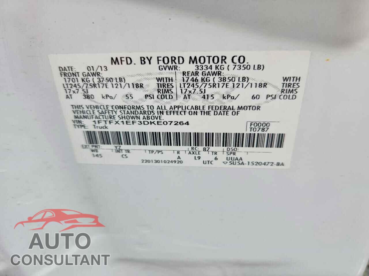 FORD F150 2013 - 1FTFX1EF3DKE07264