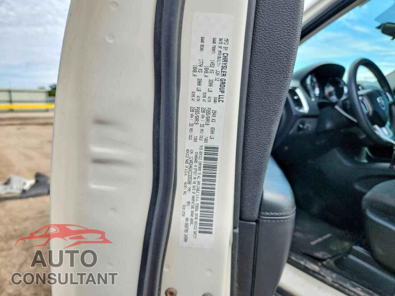 DODGE DURANGO 2012 - 1C4RDHAGXCC335288