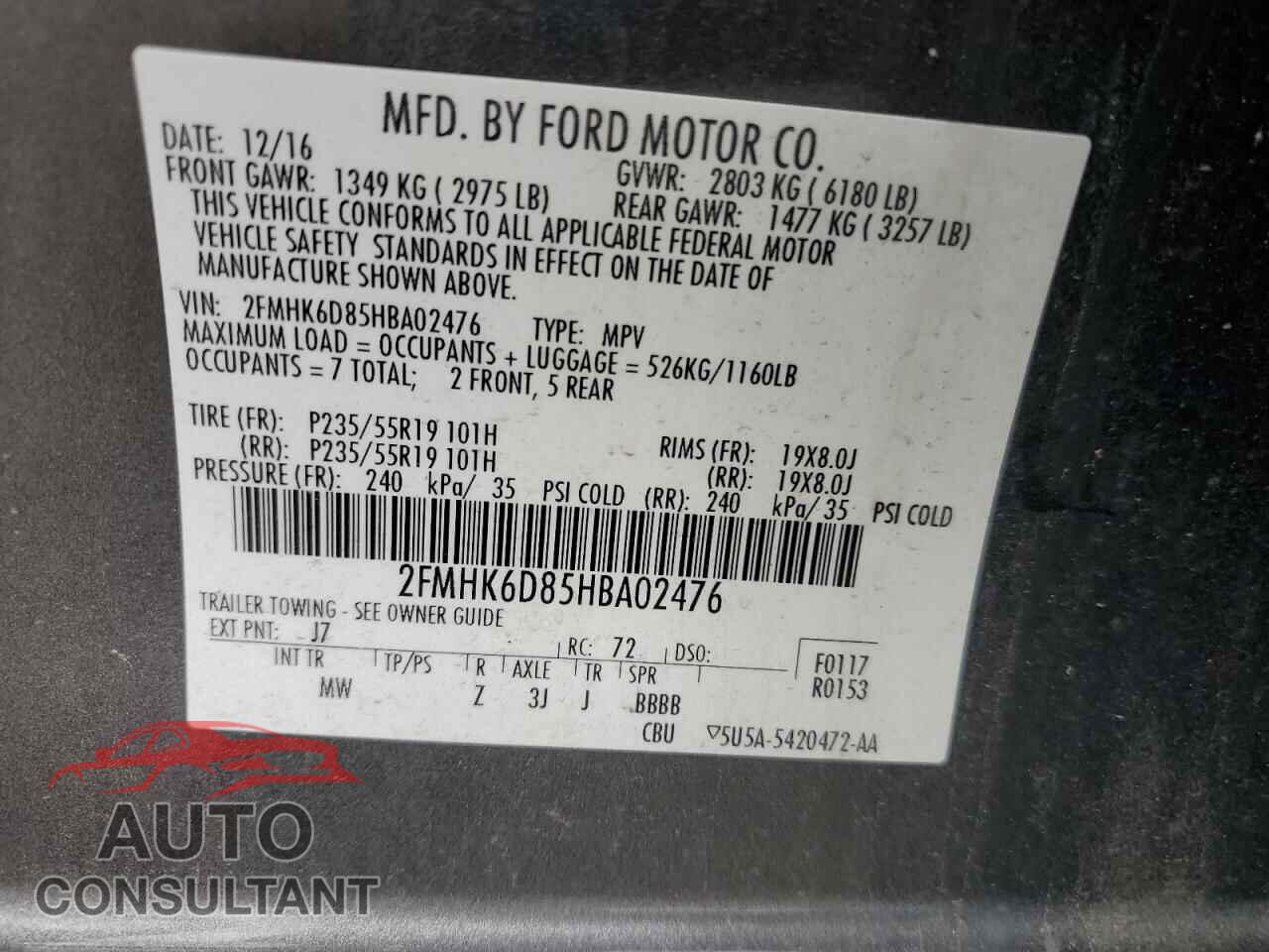 FORD FLEX 2017 - 2FMHK6D85HBA02476