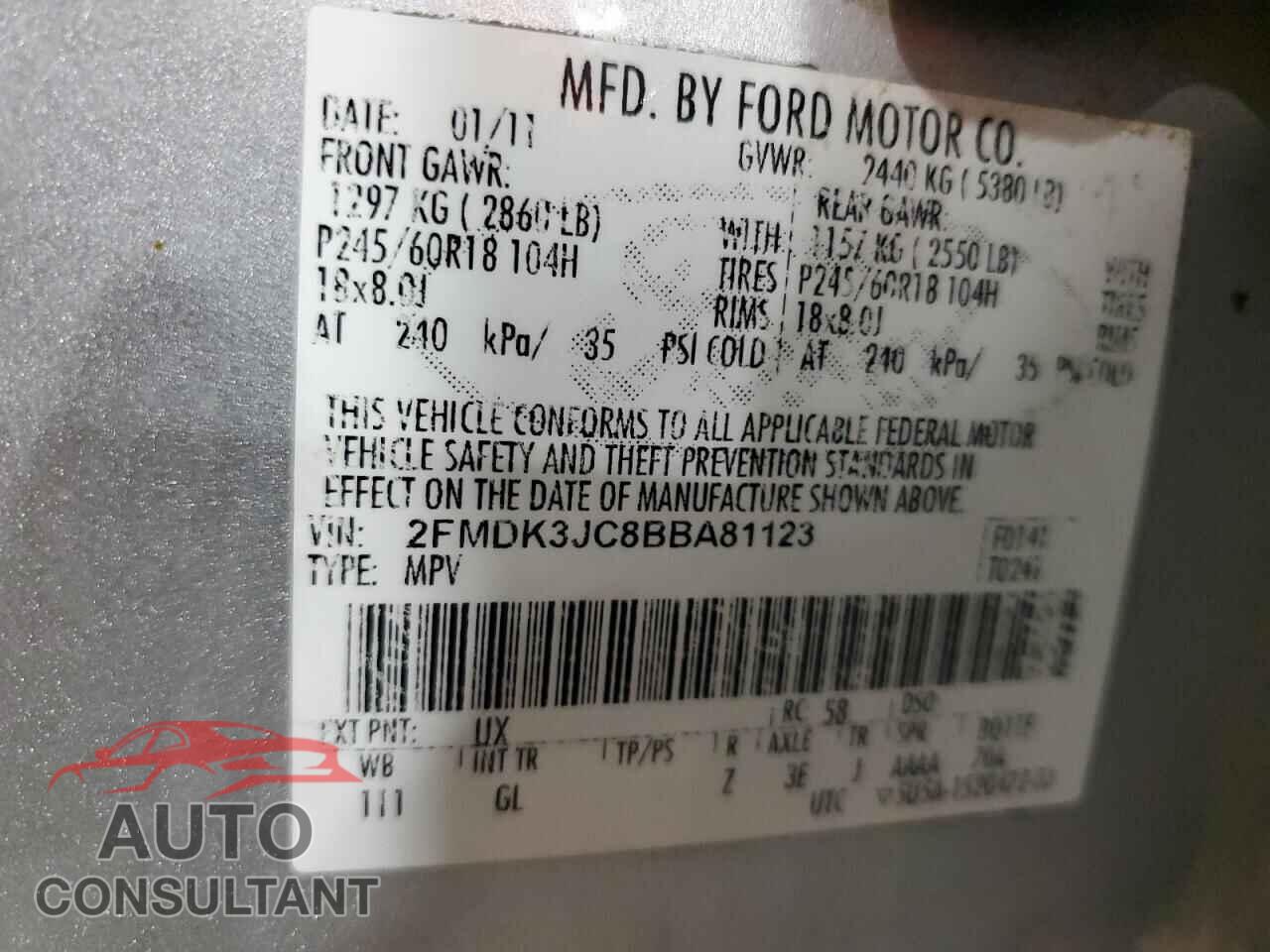 FORD EDGE 2011 - 2FMDK3JC8BBA81123