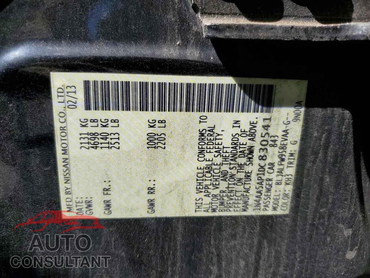 NISSAN MAXIMA 2013 - 1N4AA5AP1DC830541