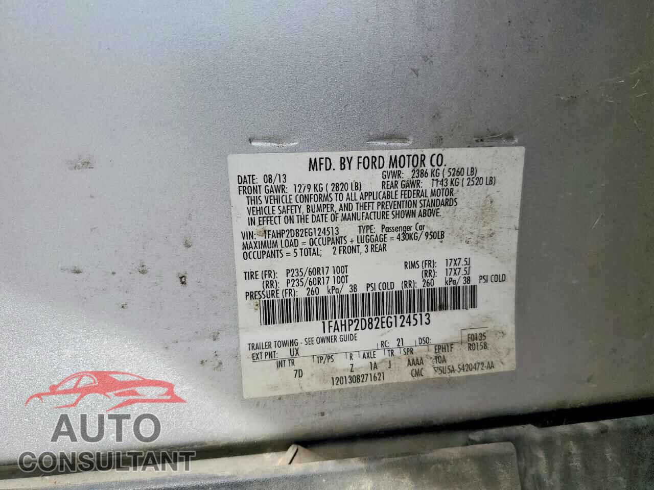 FORD TAURUS 2014 - 1FAHP2D82EG124513