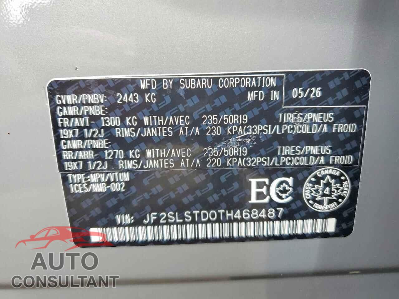 SUBARU FORESTER 2026 - JF2SLSTD0TH468487