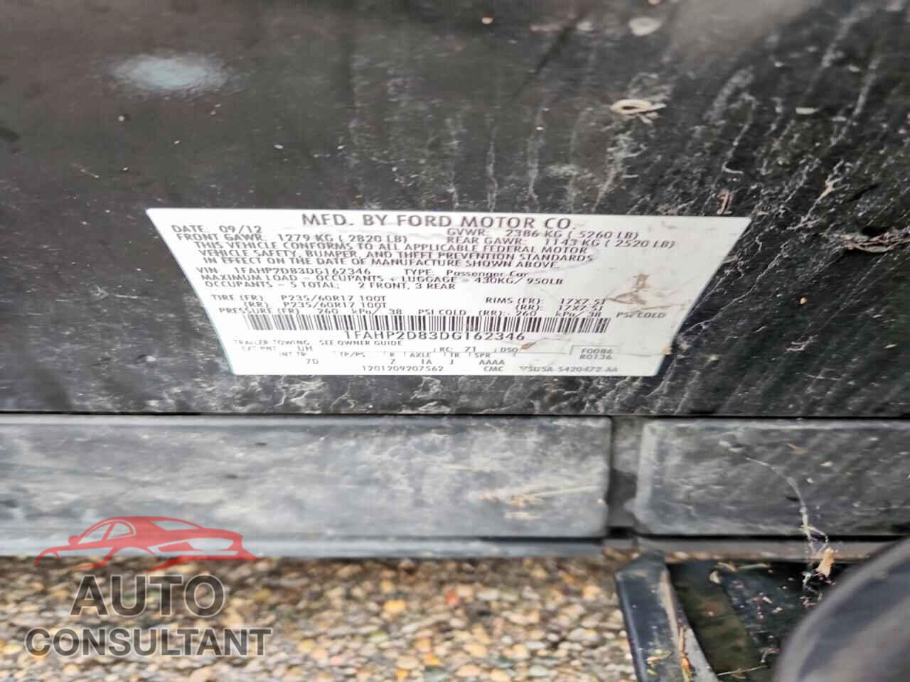 FORD TAURUS 2013 - 1FAHP2D83DG162346