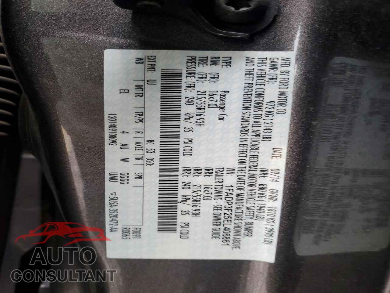 FORD FOCUS 2014 - 1FADP3F25EL406861