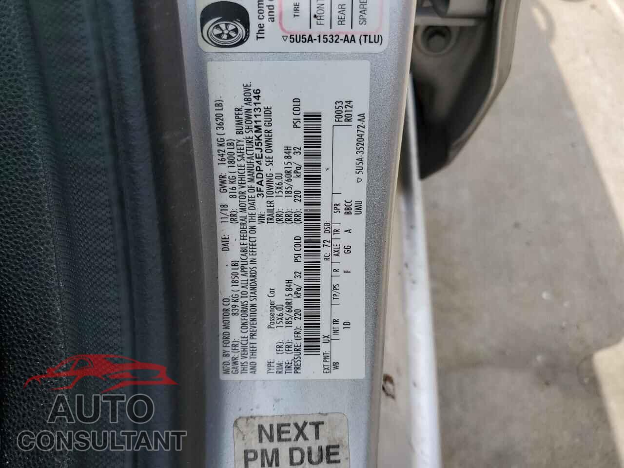 FORD FIESTA 2019 - 3FADP4EJ5KM113146