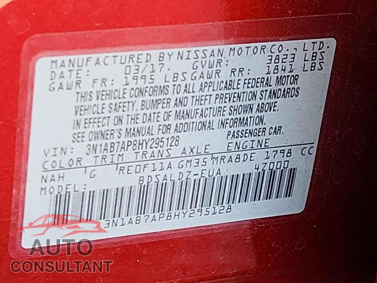 NISSAN SENTRA 2017 - 3N1AB7AP8HY295128