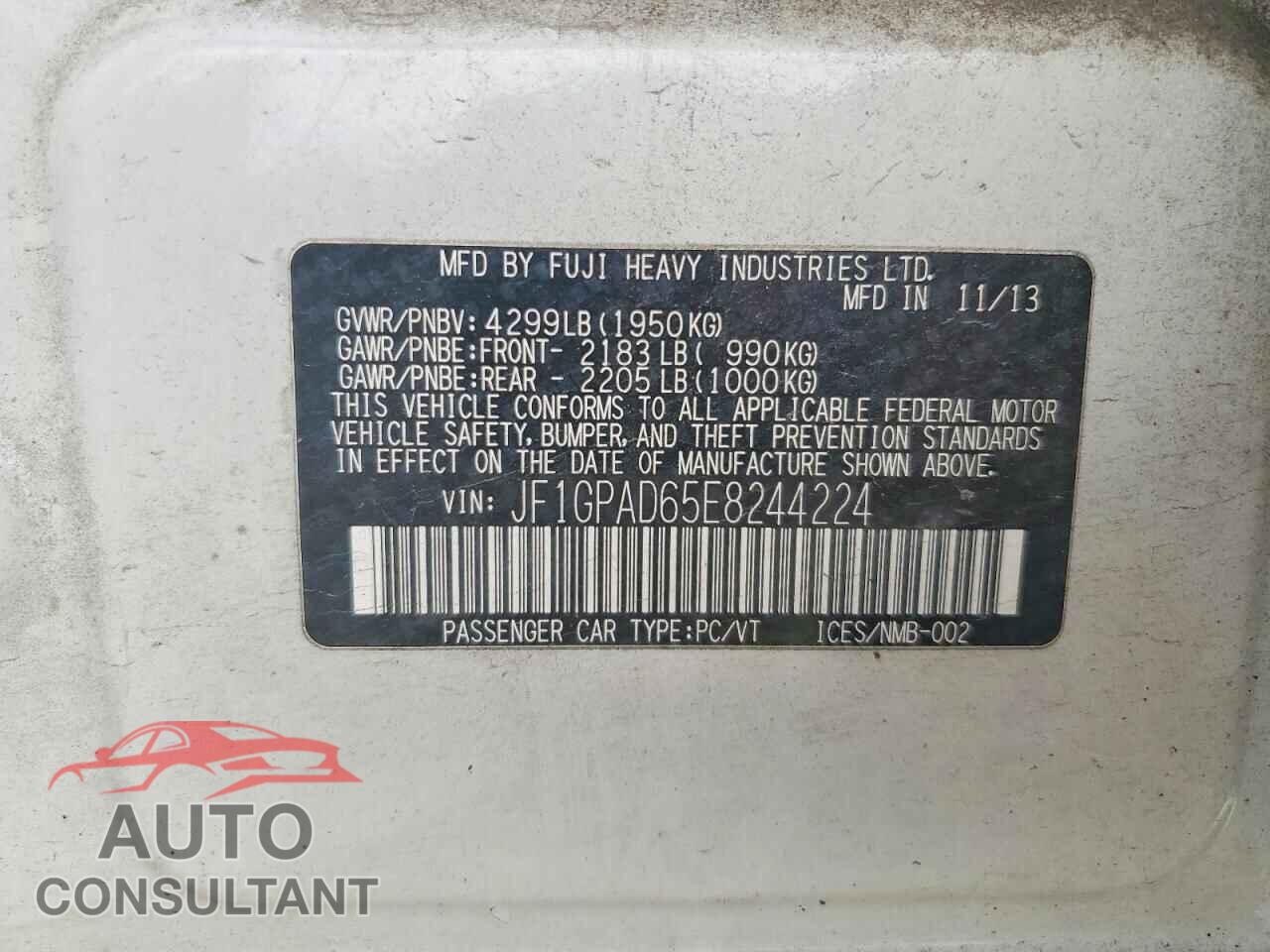SUBARU IMPREZA 2014 - JF1GPAD65E8244224