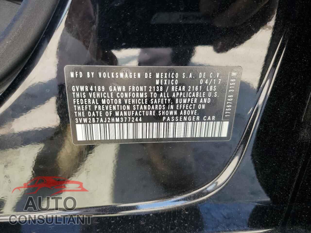VOLKSWAGEN JETTA 2017 - 3VW2B7AJ2HM377244