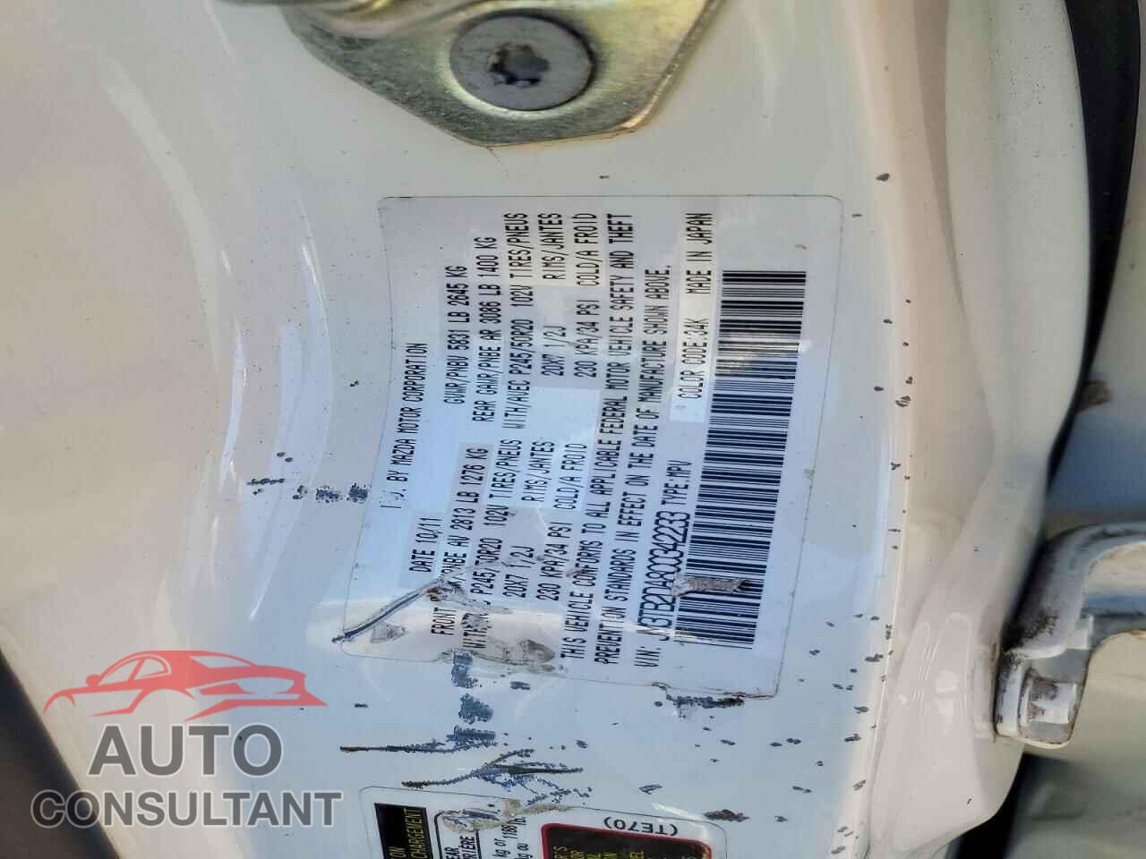 MAZDA CX-9 2012 - JM3TB2DA8C0342233