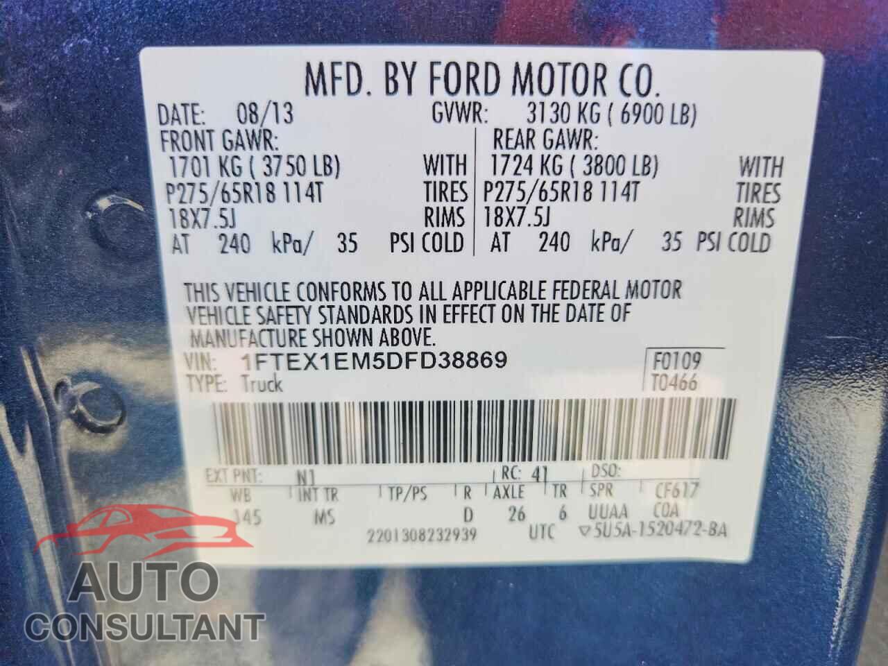 FORD F150 2013 - 1FTEX1EM5DFD38869