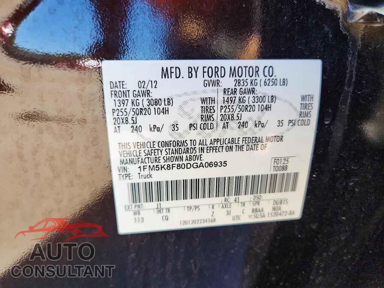 FORD EXPLORER 2013 - 1FM5K8F80DGA06935