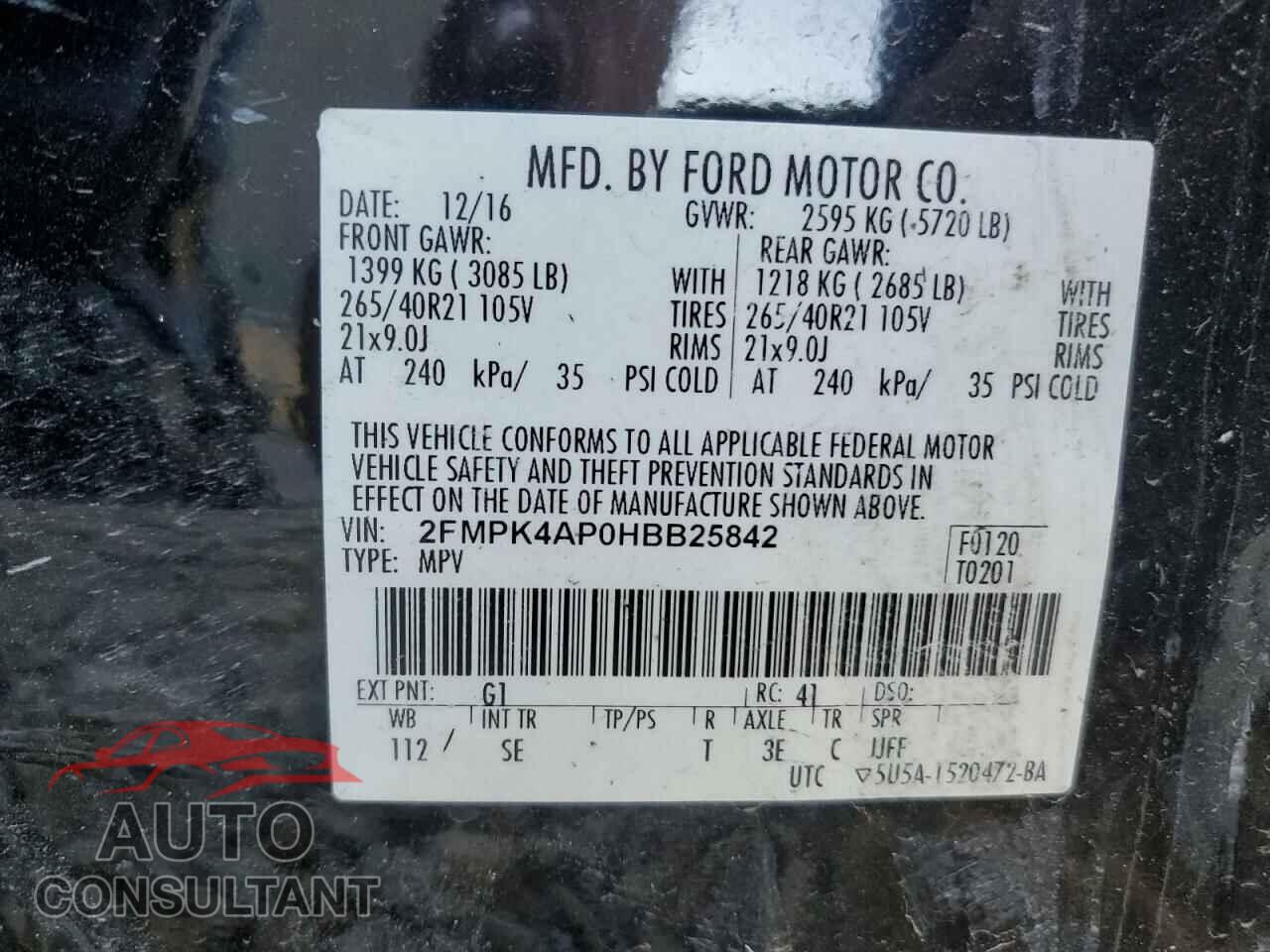 FORD EDGE 2017 - 2FMPK4AP0HBB25842