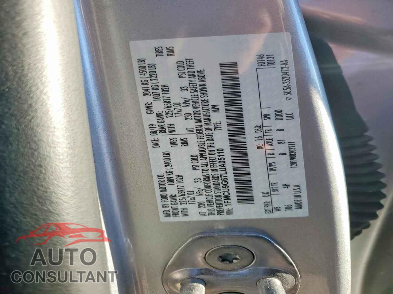 FORD ESCAPE 2020 - 1FMCU9G67LUA05110