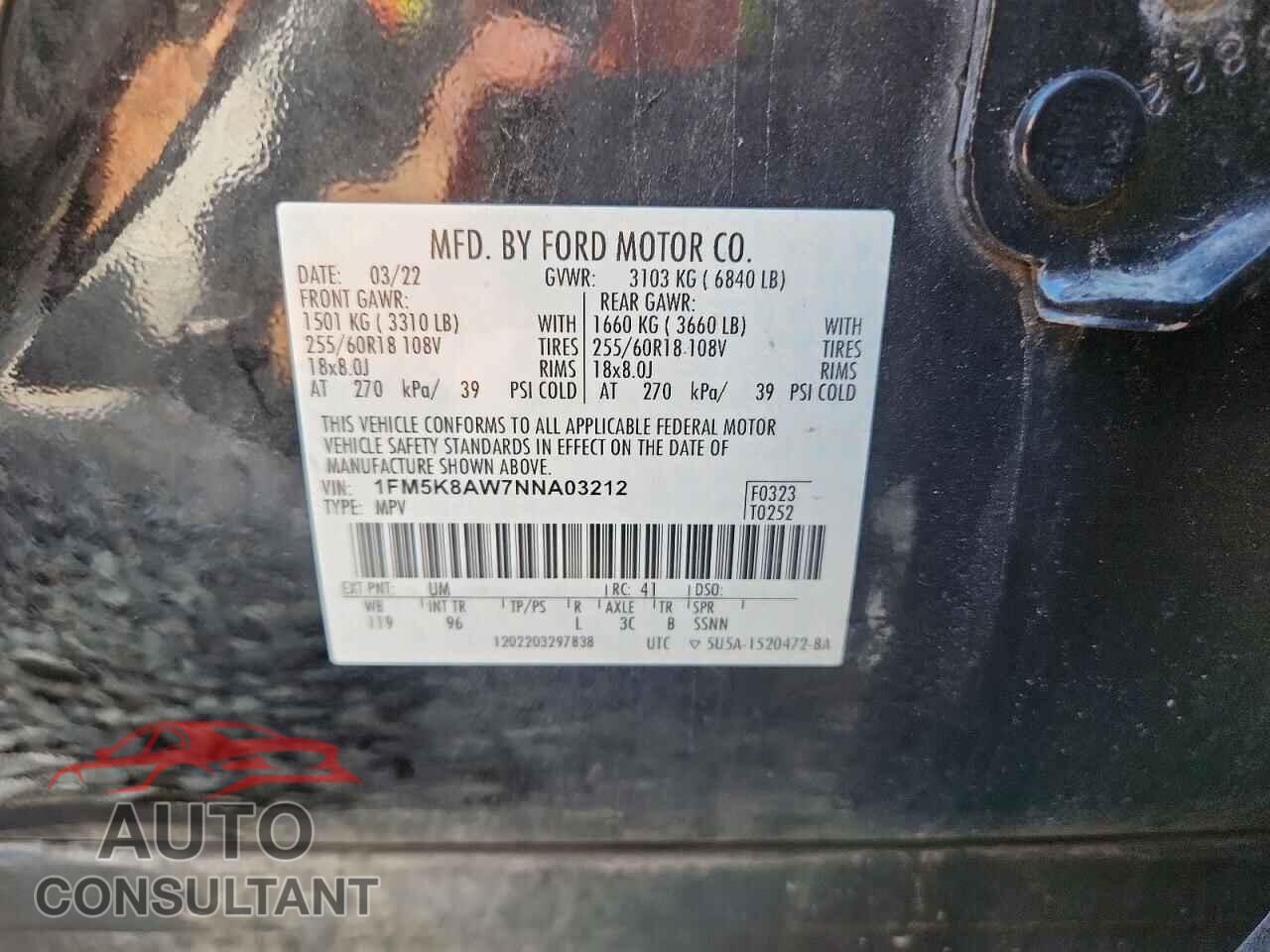 FORD EXPLORER 2022 - 1FM5K8AW7NNA03212