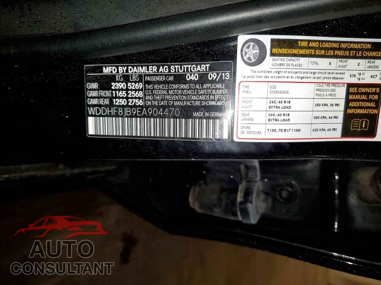 MERCEDES-BENZ E-CLASS 2014 - WDDHF8JB9EA904470
