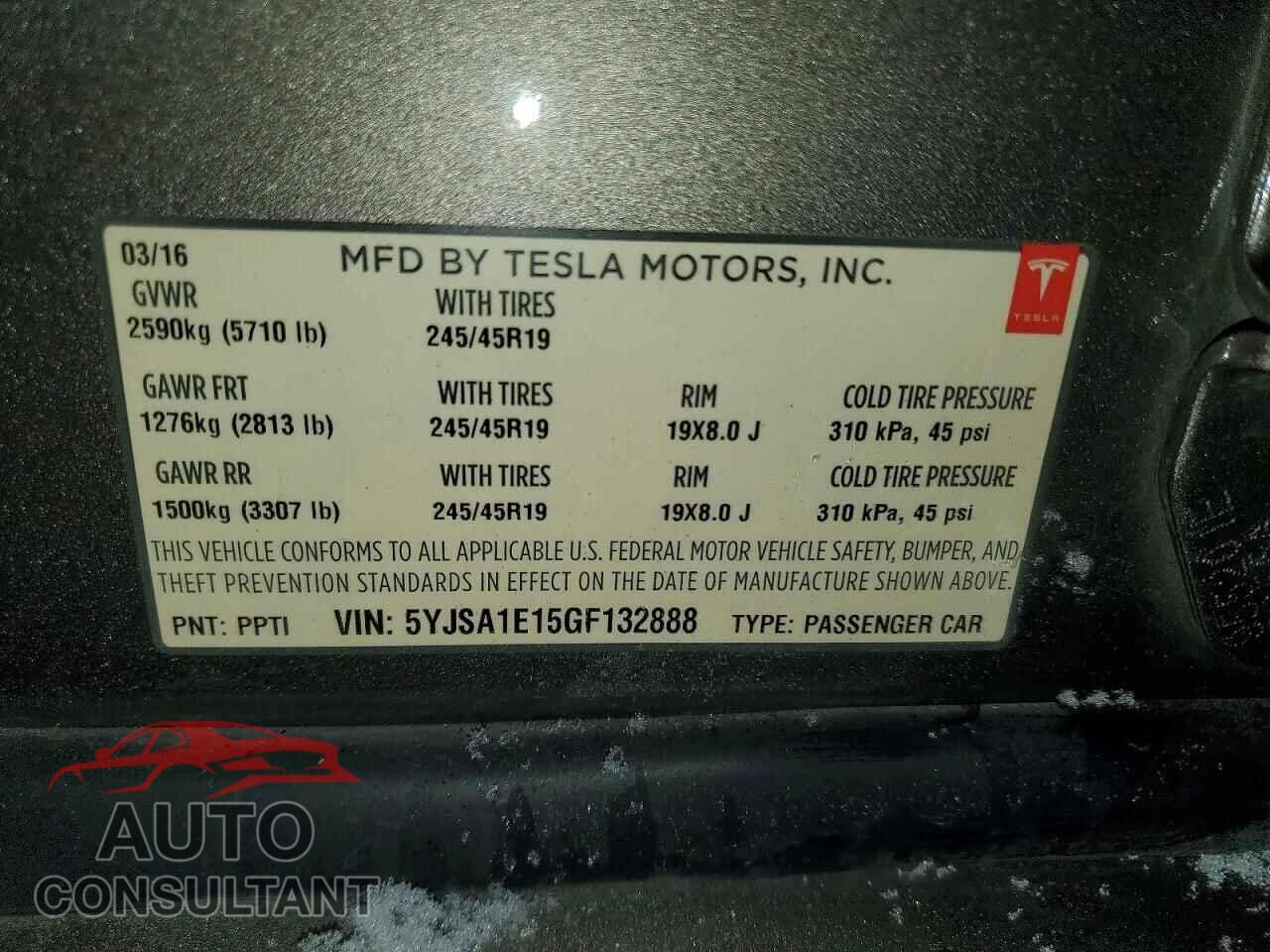 TESLA MODEL S 2016 - 5YJSA1E15GF132888