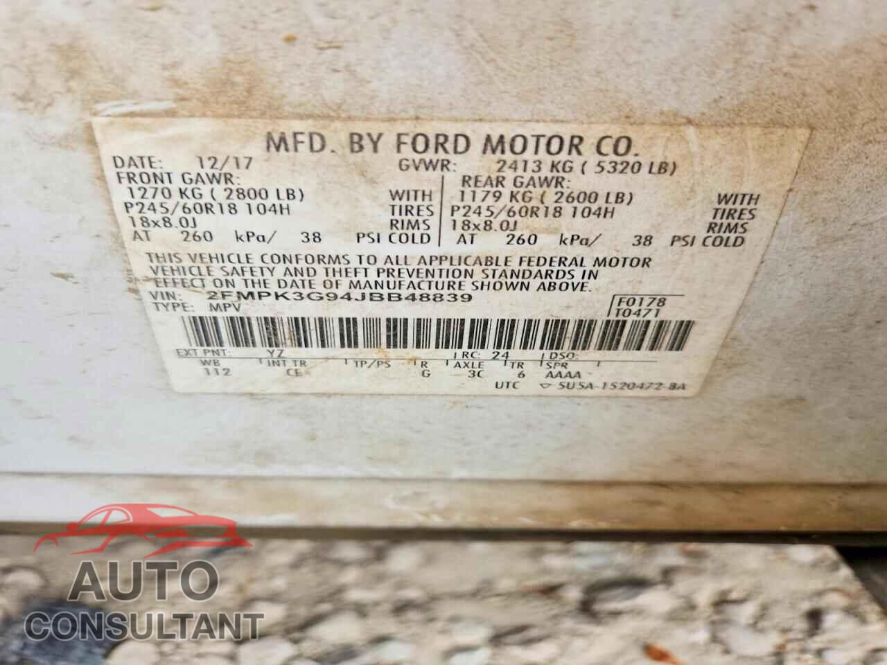FORD EDGE 2018 - 2FMPK3G94JBB48839