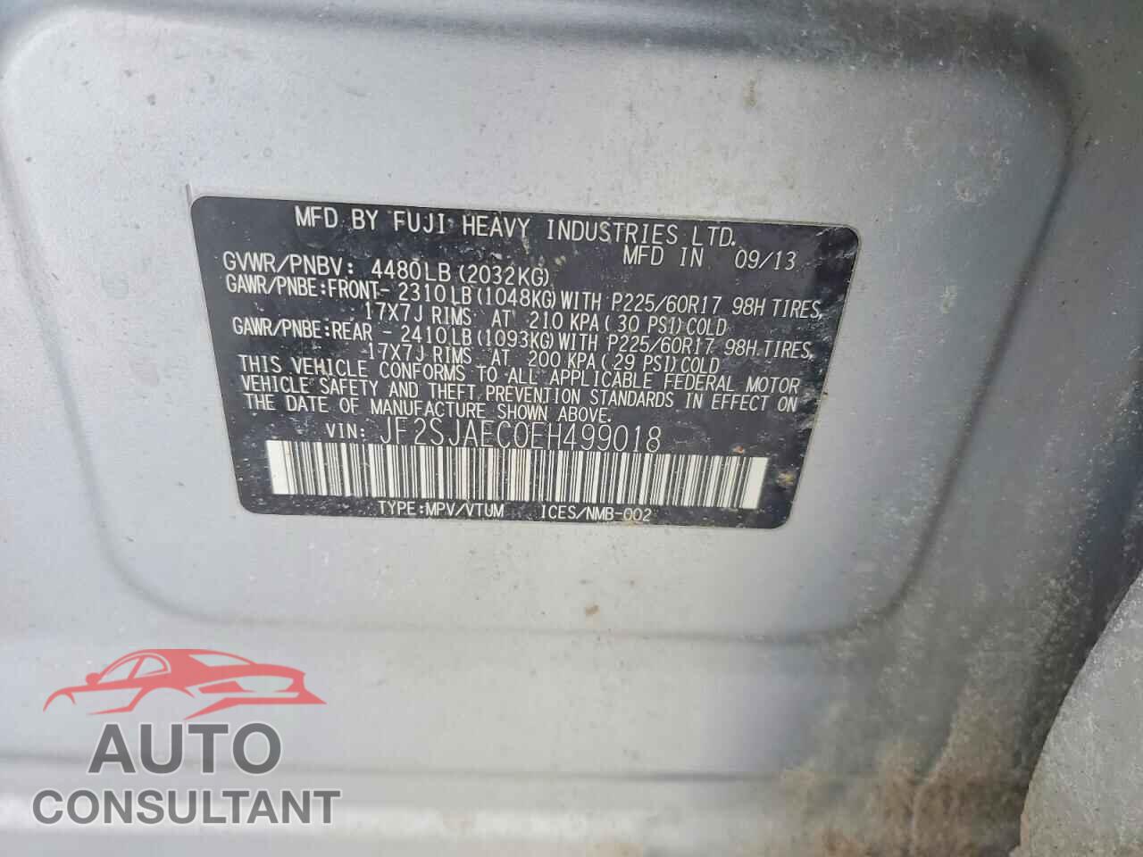 SUBARU FORESTER 2014 - JF2SJAEC0EH499018