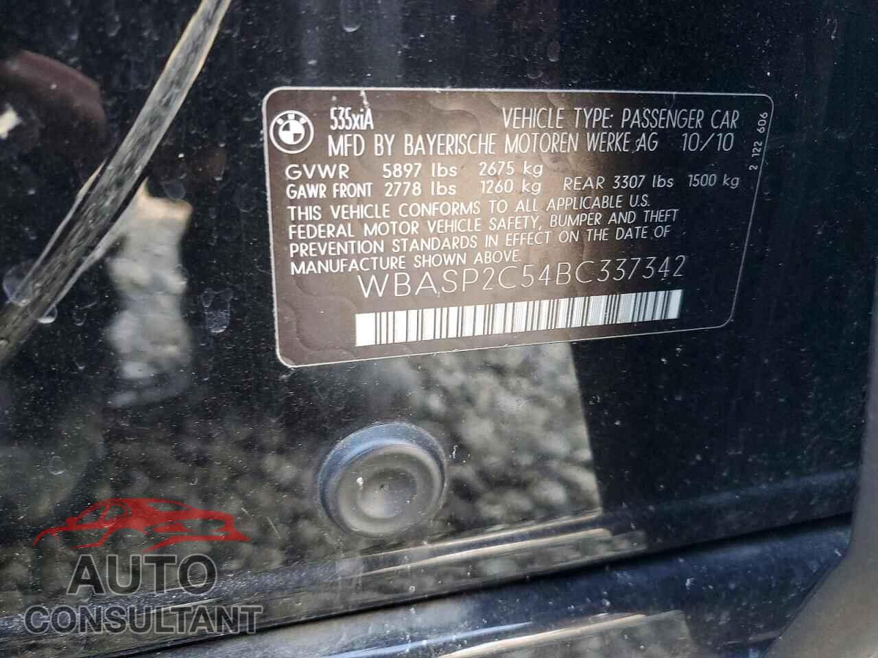 BMW 5 SERIES 2011 - WBASP2C54BC337342