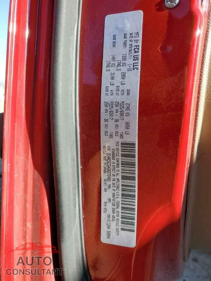 DODGE CARAVAN 2016 - 2C4RDGCG4GR272483
