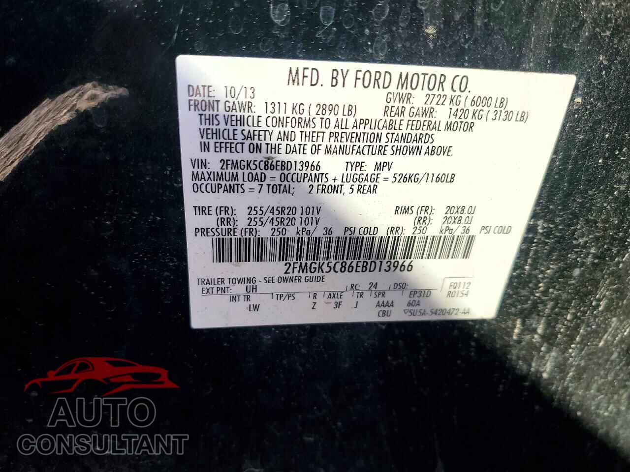 FORD FLEX 2014 - 2FMGK5C86EBD13966