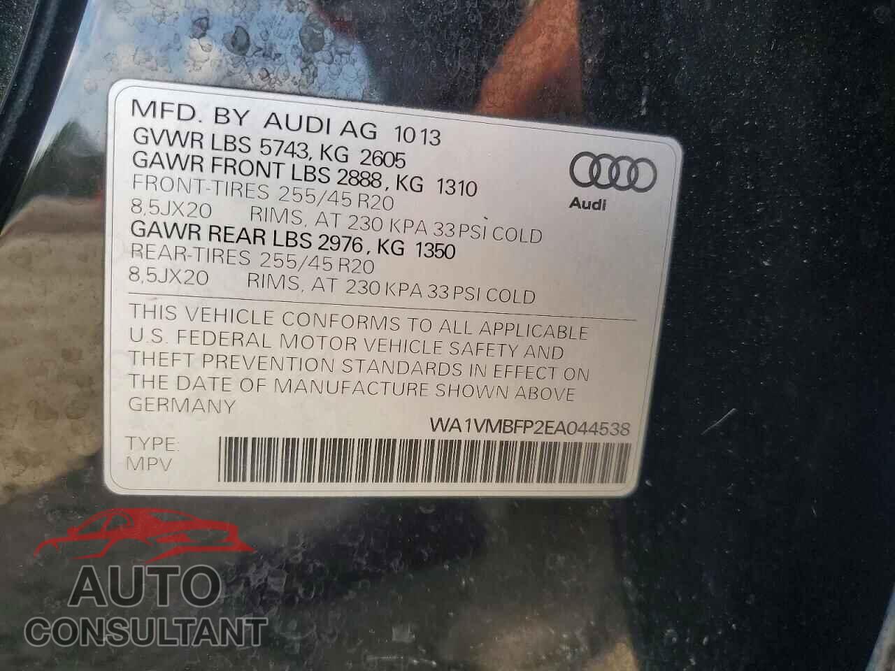 AUDI Q5 2014 - WA1VMBFP2EA044538
