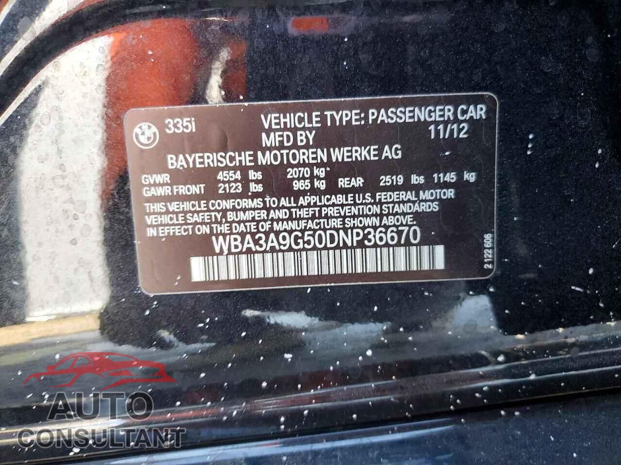 BMW 335 2013 - WBA3A9G50DNP36670