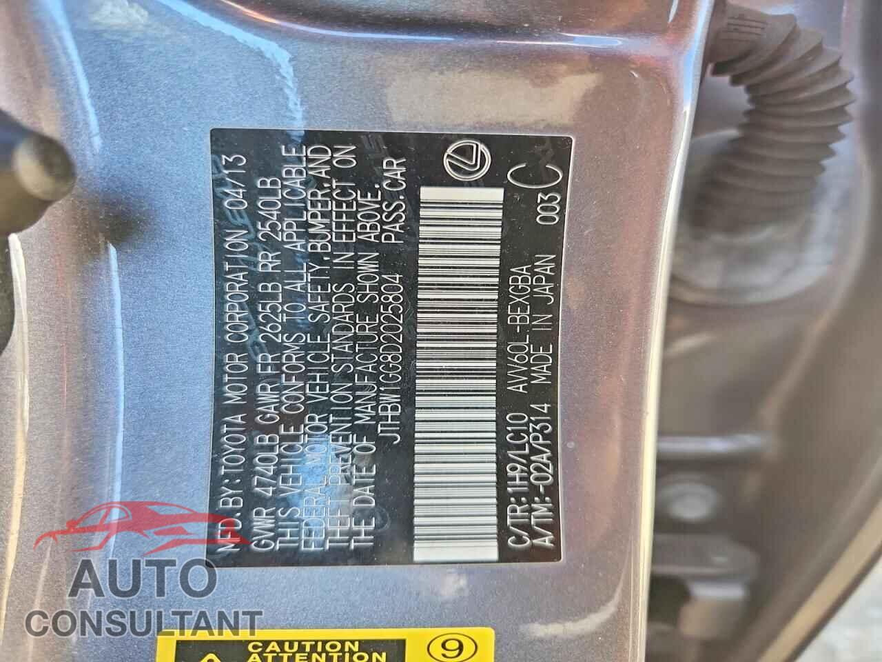 LEXUS ES300 2013 - JTHBW1GG8D2025804