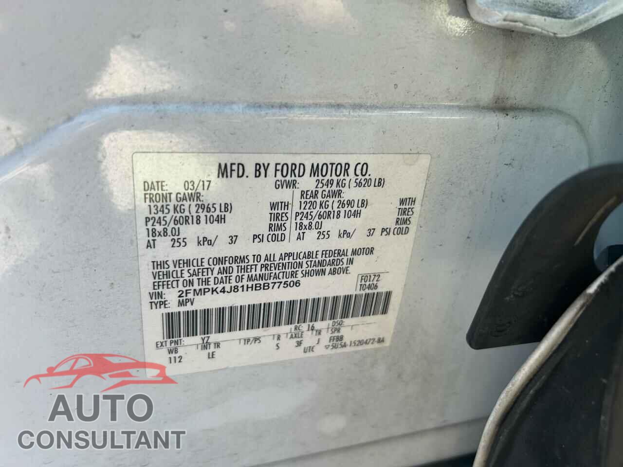 FORD EDGE 2017 - 2FMPK4J81HBB77506