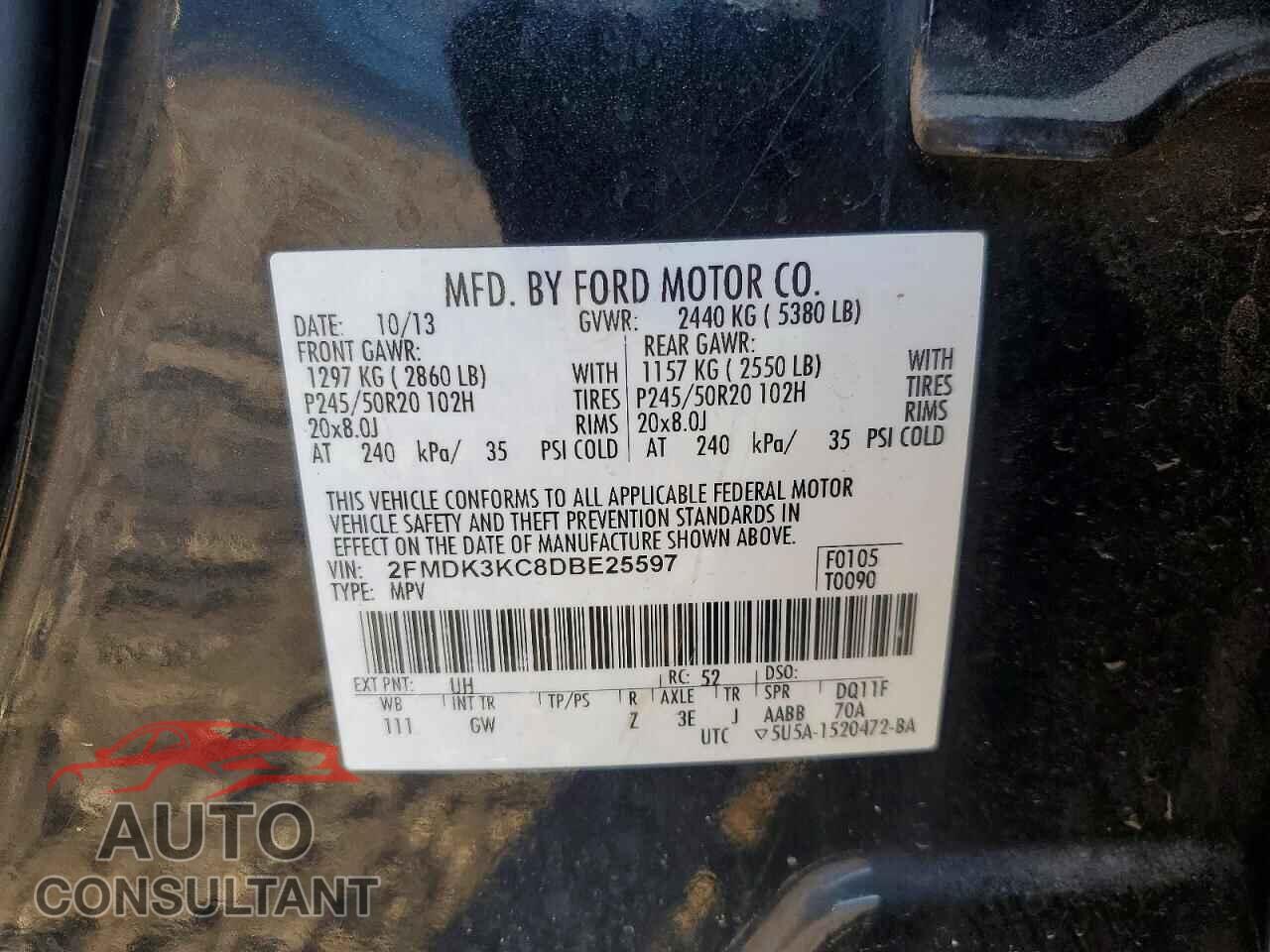 FORD EDGE 2013 - 2FMDK3KC8DBE25597