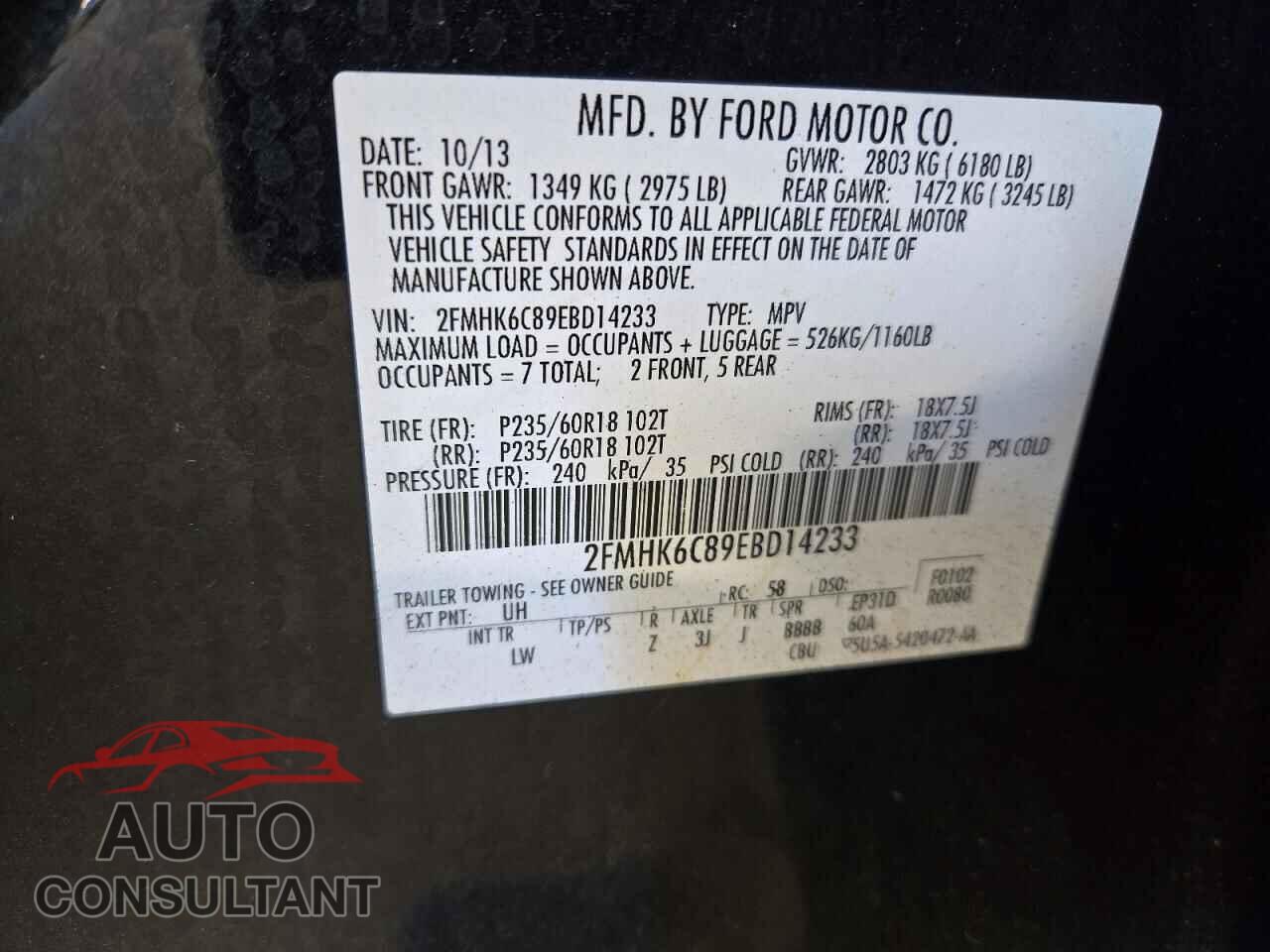 FORD FLEX 2014 - 2FMHK6C89EBD14233