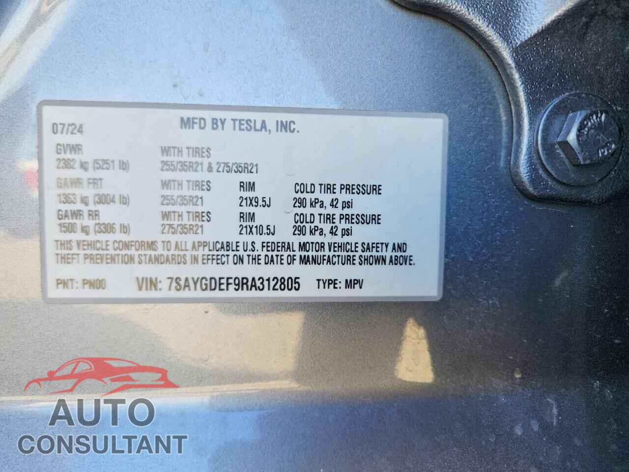 TESLA MODEL Y 2024 - 7SAYGDEF9RA312805