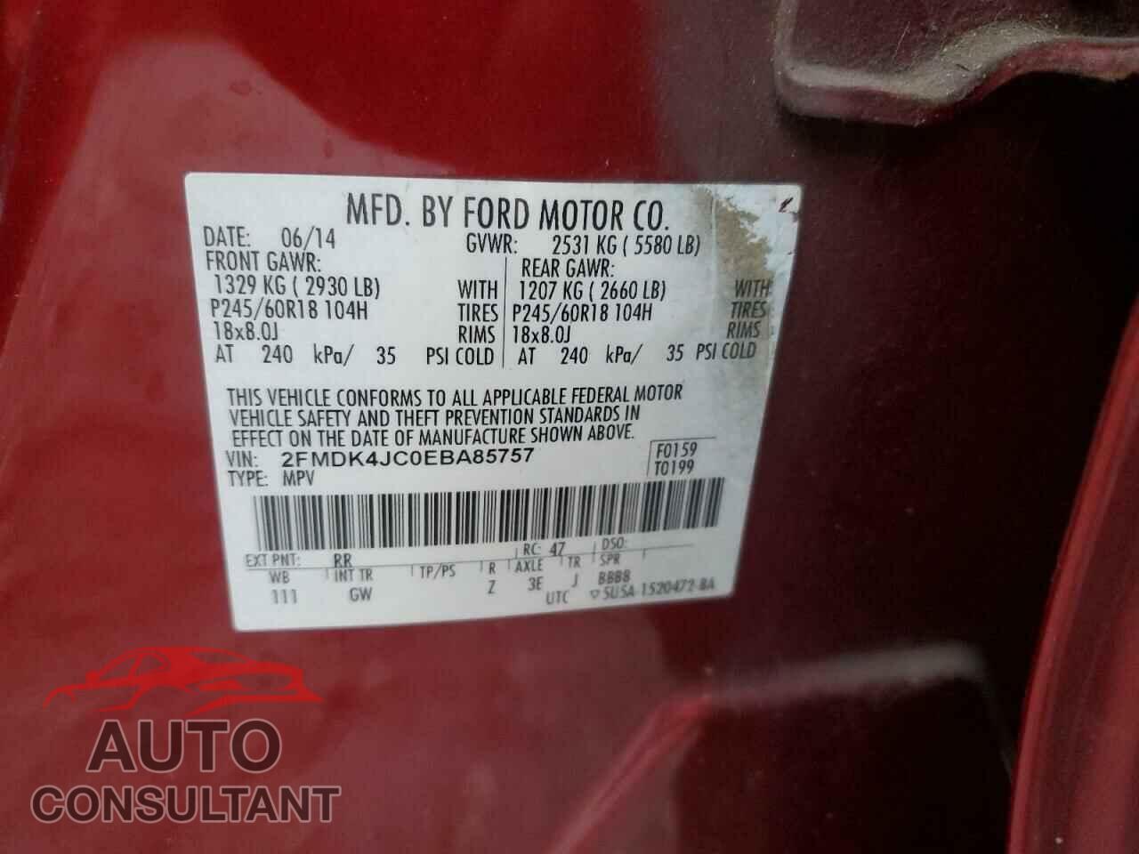 FORD EDGE 2014 - 2FMDK4JC0EBA85757