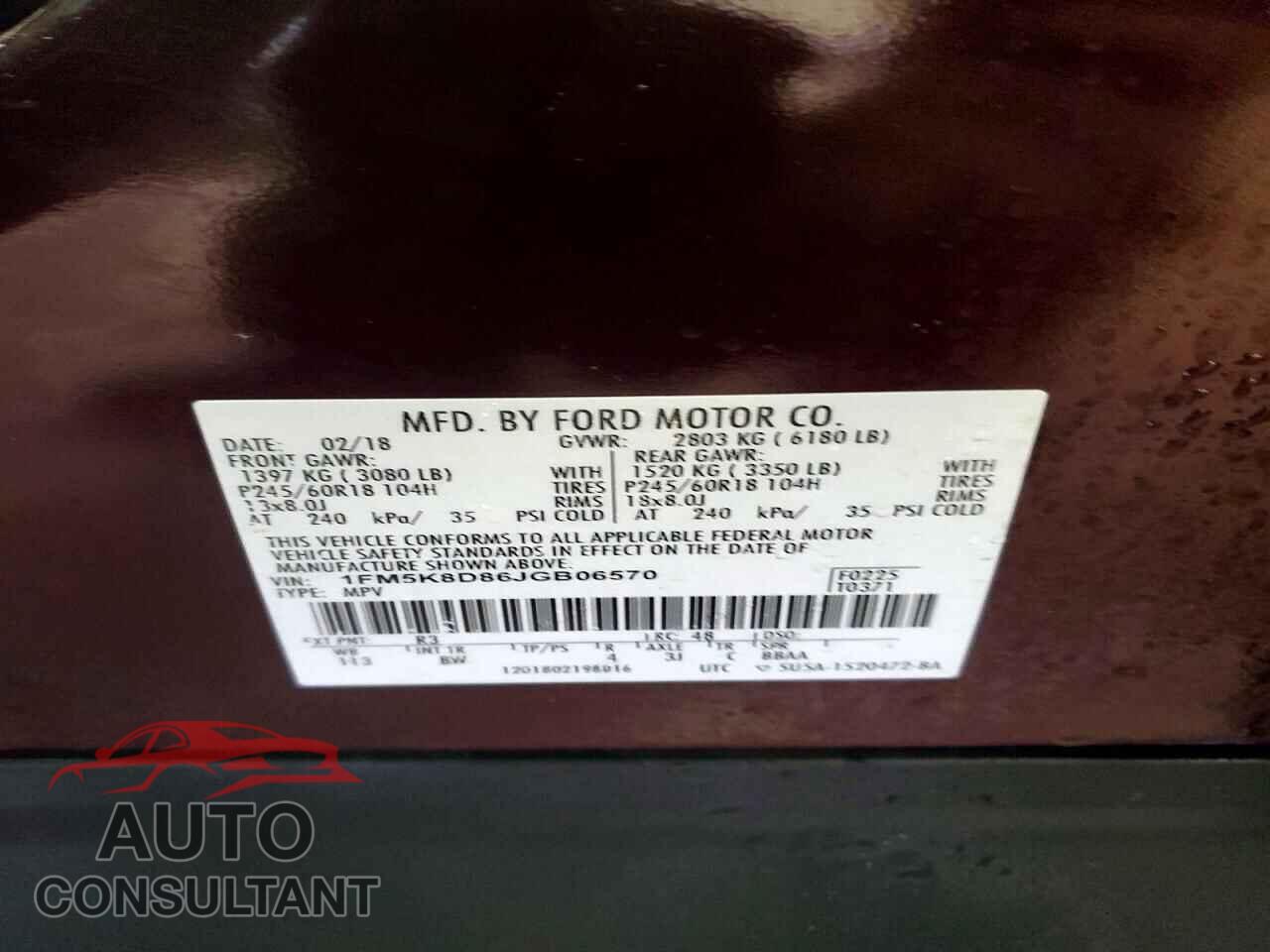 FORD EXPLORER 2018 - 1FM5K8D86JGB06570