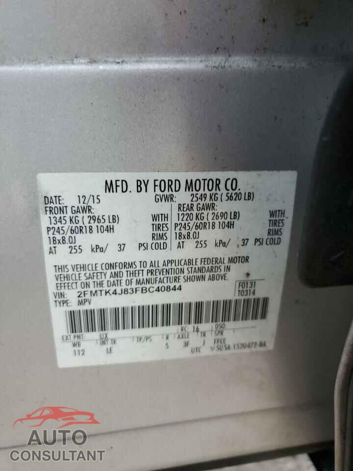 FORD EDGE 2015 - 2FMTK4J83FBC40844