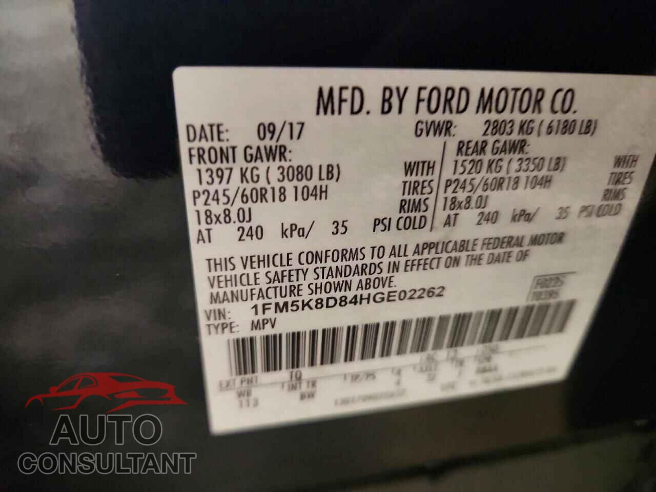 FORD EXPLORER 2017 - 1FM5K8D84HGE02262